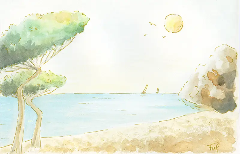Bouffée d'air frais œuvre Feel aquarelle. Ateliers peinture Hyères.