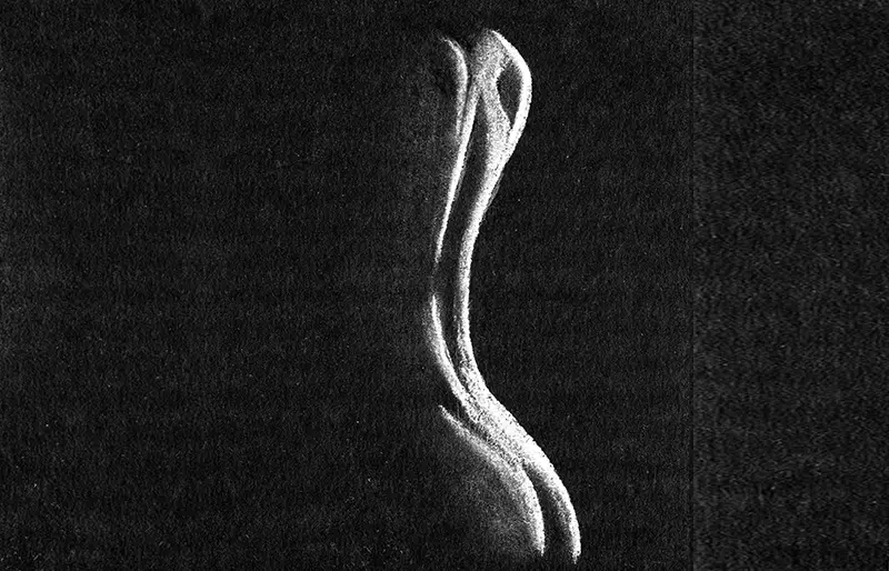 Oeuvre Feel pastel sec femme nue ombre. Suggère.