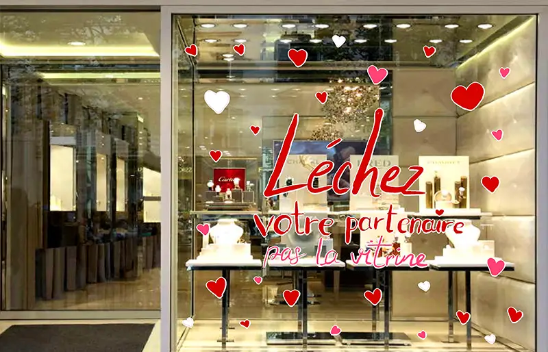 Vitrine Saint valentin peinte Feel artiste peintre Hyères